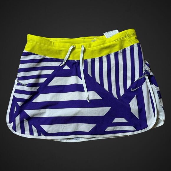 Nike Dri-FIT Skorts Shorts XS | Geometric Purple Yellow Festival Sporty - Picture 1 of 11